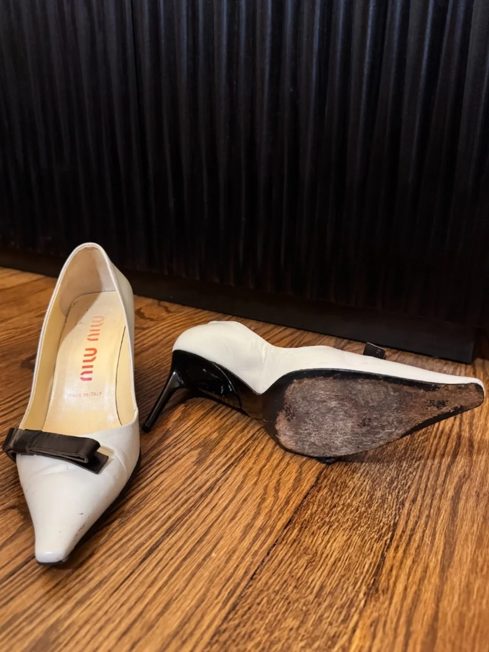 Miu Miu White Leather Heels Size 37.5